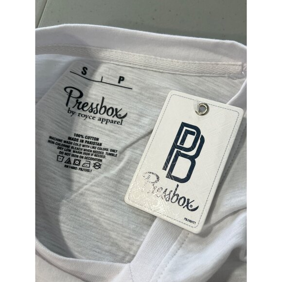 Pressbox Georgia V Neck Short Sleeve Graphic Tee Womens S White Cotton Basic NEW - Picture 4 of 6